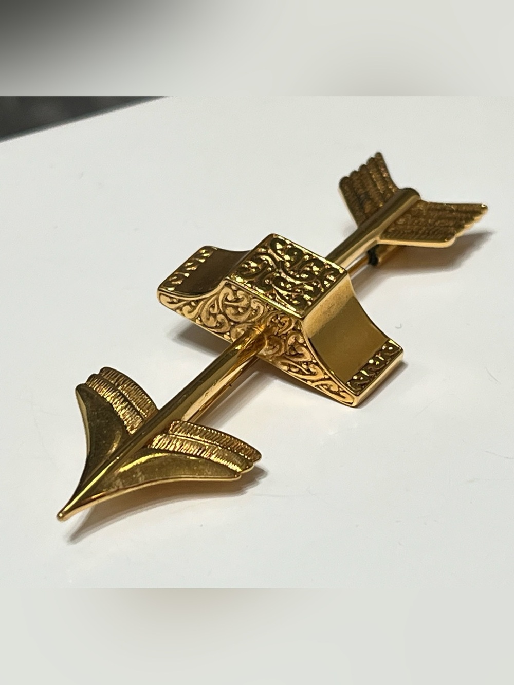 Signed AWR Designer Gold-tone Arrow Tie Bar/Pin
